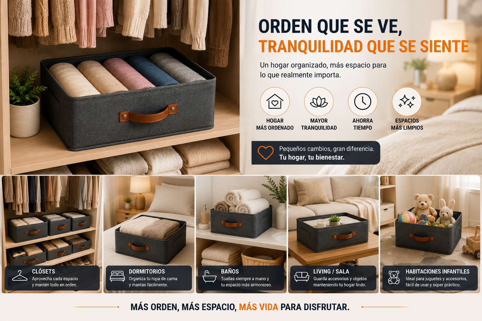 Organización del hogar con cajas plegables